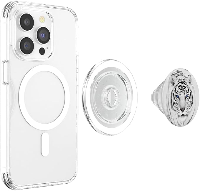 White Tiger Blue Eyes Cute Big Wild Cat Animal Gift Idea PopSockets Adhesive PopGrip