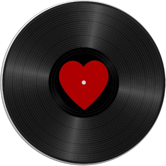 Retro Vinyl Record Red Heart Music Lover PopSockets Adhesive PopGrip