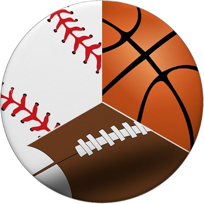 Split Football Baseball Basketball Sports Themed PopSockets PopGrip: Swappable Grip for Phones &amp Tablets