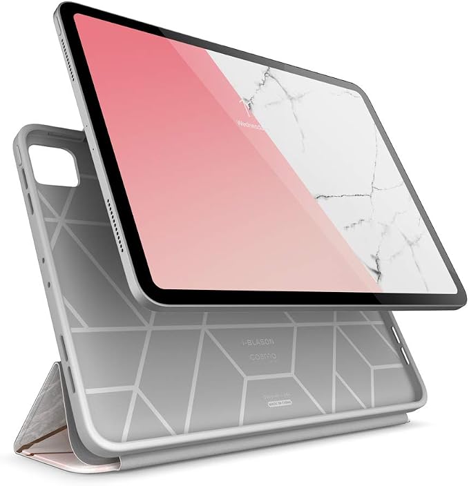 i-Blason Cosmo Case for New iPad Pro 12.9 Inch (2022 2021 2020 Release) Full-Body Trifold Stand Protective Case Smart Cover with Auto Sleep/Wake &amp Pencil Holder (Marble)