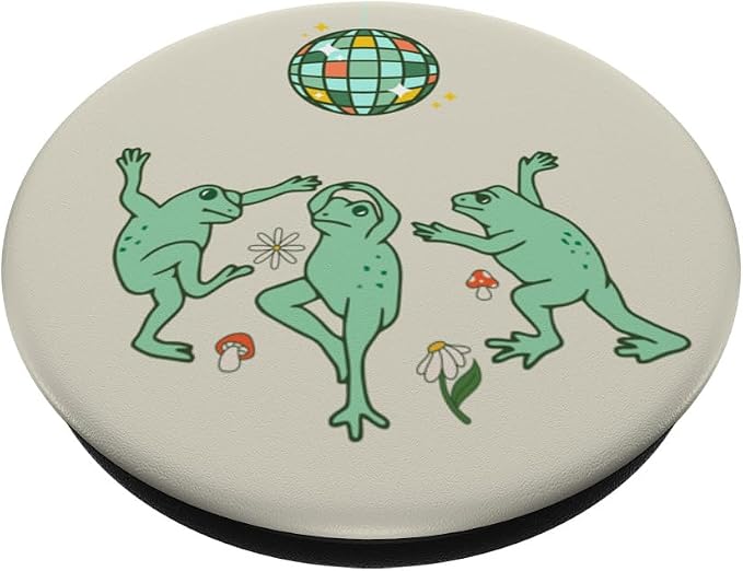 Funny Frog Disco Dance 70s 80s Groovy Hippie Funky Party PopSockets Adhesive PopGrip