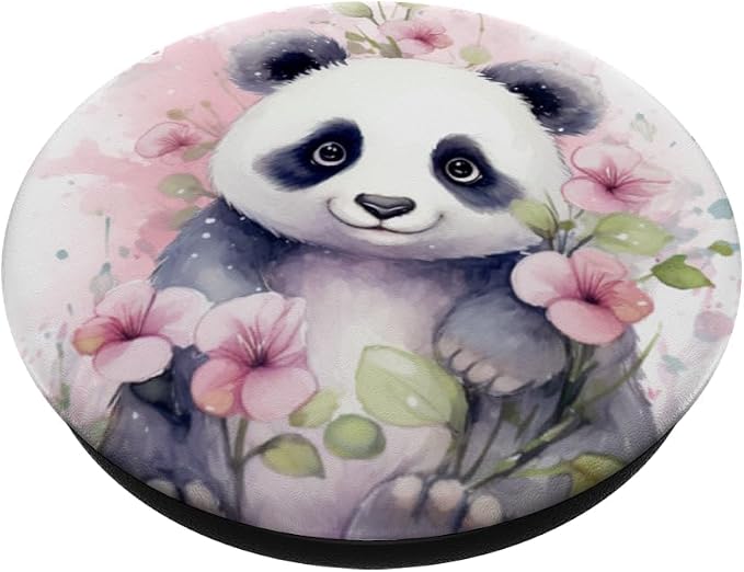 cute panda watercolor PopSockets Adhesive PopGrip