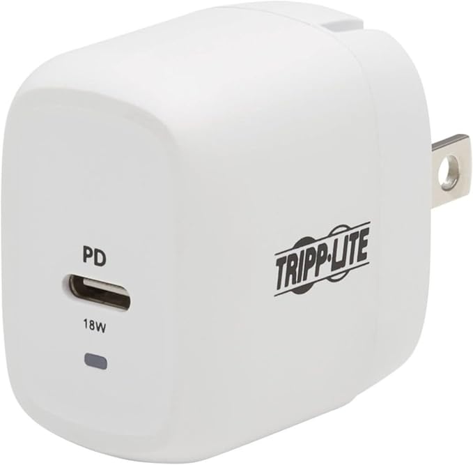 Tripp Lite USB Wall Charger USB C 18W Charging GaN Tech w/Lightning Cable (U280-W01-18C1-K)
