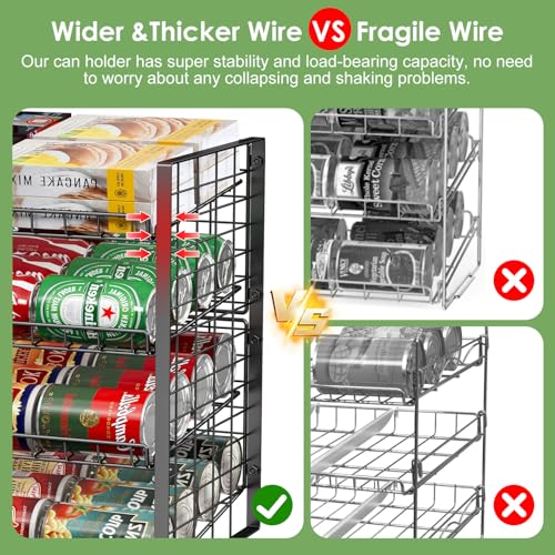JKsmart 4-Tier Can Rack Organizer for Pantry, Adjustable Can Storage Holder for Various Ounces of Canned food Soda Drinks, Can Dispenser Holds Up to 48 Cans for Cupboard Cabinet - size: 4 Tier - 1Pack
