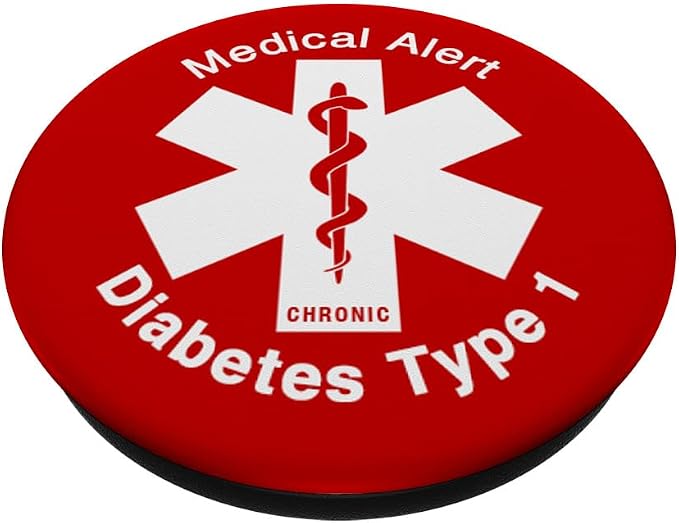 Type 1 Diabetes Medical Alert (RED) PopSockets Adhesive PopGrip