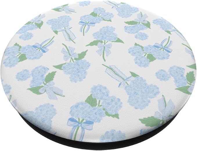 Preppy Coquette Hydrangeas and Bows in Pastel Blue PopSockets PopGrip for MagSafe