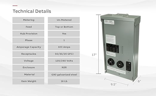 Midwest 50/30/20 amp U075CTL010 RV/EV Panel w/ 20 AMP GFCI - Heavy Duty
