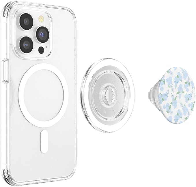 Preppy Coquette Hydrangeas and Bows in Pastel Blue PopSockets PopGrip for MagSafe