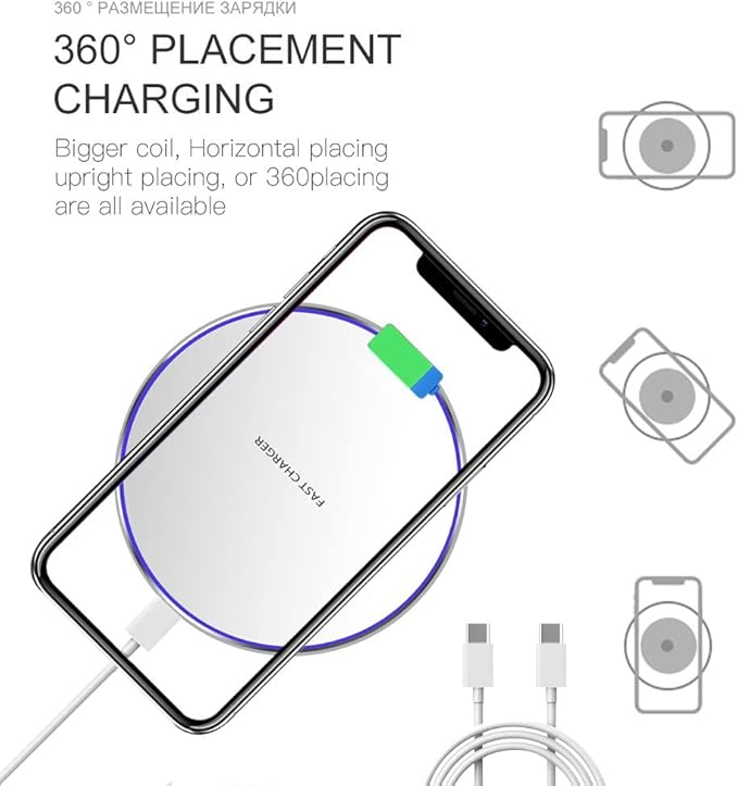 20W Fast Wireless Charger Pad,Wireless Phone Charging Station Compatible with iPhone 16/15/14/13/12/11/SE/X/AirPods,Fast Charge for Samsung Galaxy S25/S24/S23/S22/Note/Buds/Buds +,Pixel,LG