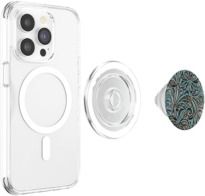 Western Turquoise Tooled Print PopSockets Adhesive PopGrip