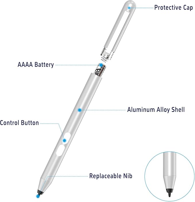 Stylus Pen for HP Omnibook X Flip Rechargeable MPP 2.0 with 4096 Pressure | Digital Stylus Pen for HP Envy/Pavilion/Spectre x360 – Tilt Support Palm Rejection Fast Charge Ideal for Drawing &amp N