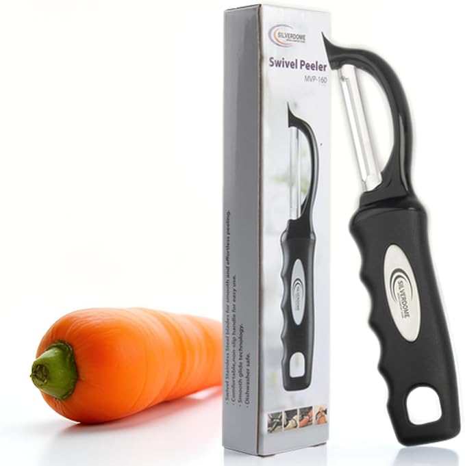 Silverdome Premium Swivel Peeler- Super Sharp Stainless Steel Blades for fast and efficient Kitchen Prep- Ergonomic Handle- Dishwasher Safe- Equipped with sharp tip to remove Blemishes on Vegetables