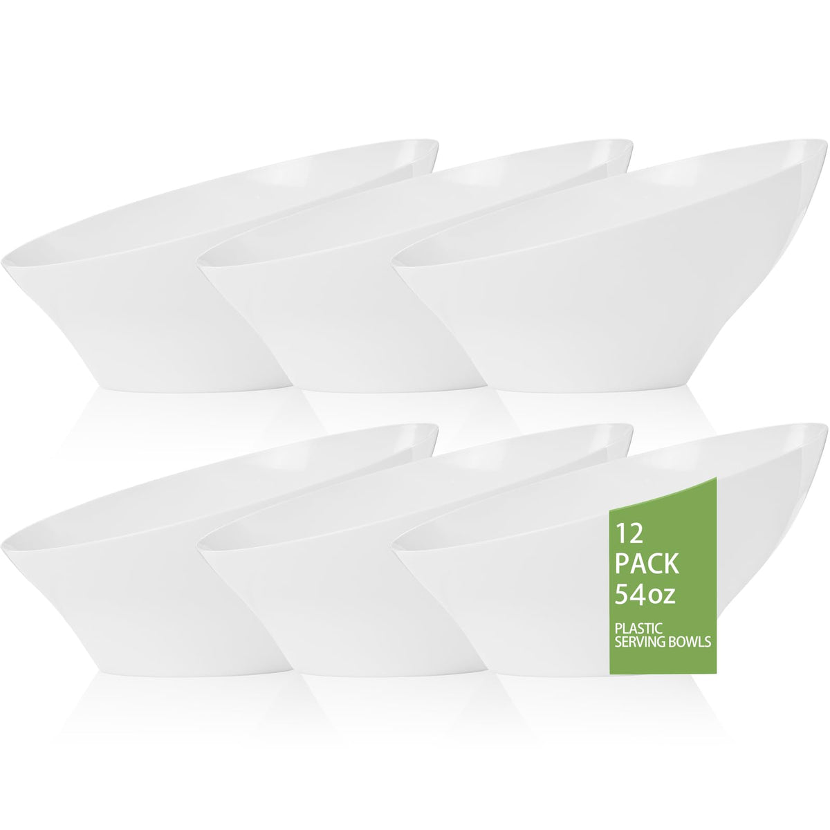 bUCLA 12 Pack Black Plastic Serving Bowls - 20 OZ Angled Bowls Disposable for Chip,Candy,Salad and Fruit - Ideal for Wedding, Party & Graduation