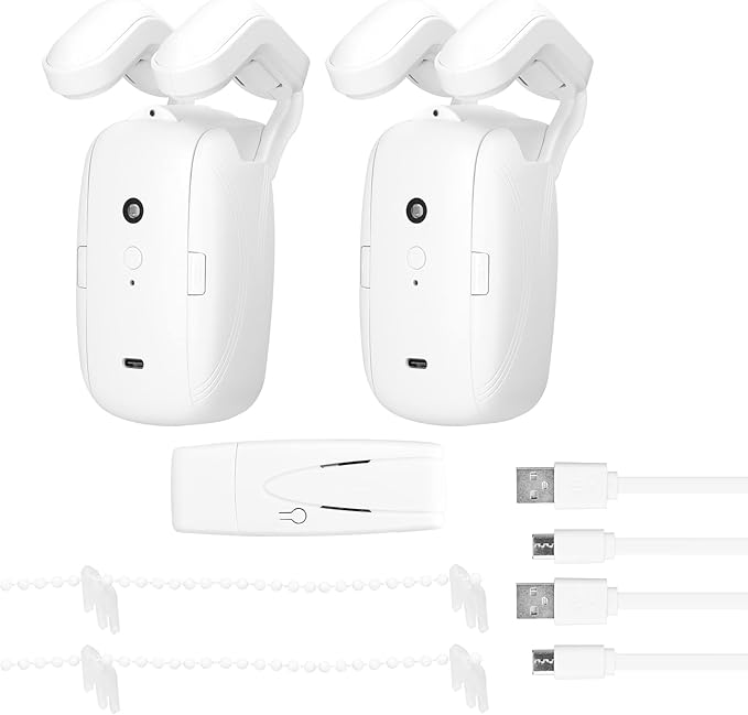 2PCS Tuya WiFi Intelligent Curtain Motor Electric Curtain Robot Automatic Opener No Wiring with Gateways Support APP Remote Control Timer Setup Temperature & Light Sensing Compatible with Home