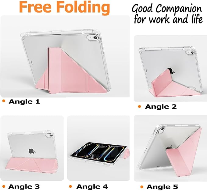 Slim Case for iPad Air 11 M4/M3/M2 &amp 10.9 5th/4th Gen Aqua Blue | Pencil Holder Multi-Angle Y Fold Stand Clear Acrylic Cute Cover Auto Wake-Sleep 2026/2025/2024/2022/2020