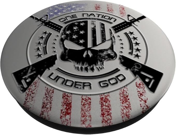 Patriotic USA Warrior One Nation Military Flag Skull PopSockets Swappable PopGrip