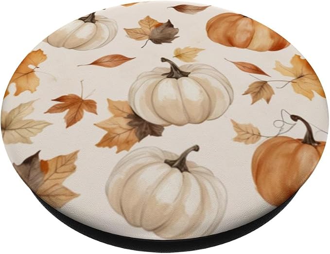 Cute Fall Pumpkin and Leaf Pattern Autumn Design PopSockets Adhesive PopGrip