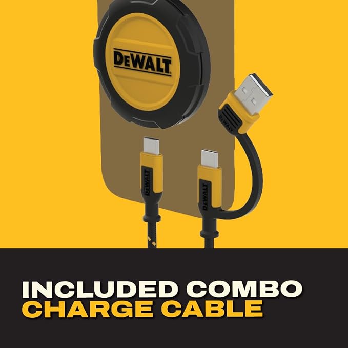 DEWALT Heavy Duty Wireless Charger 15W Max Cell Phone Charger | Wireless Charging Pad for MagSafe Compatible iPhone 17/16/15/14/13/12 Plus Pro Max Includes Wall Mounting Plate