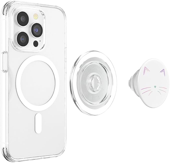 Rainbow Cat Face White PopSockets Adhesive PopGrip