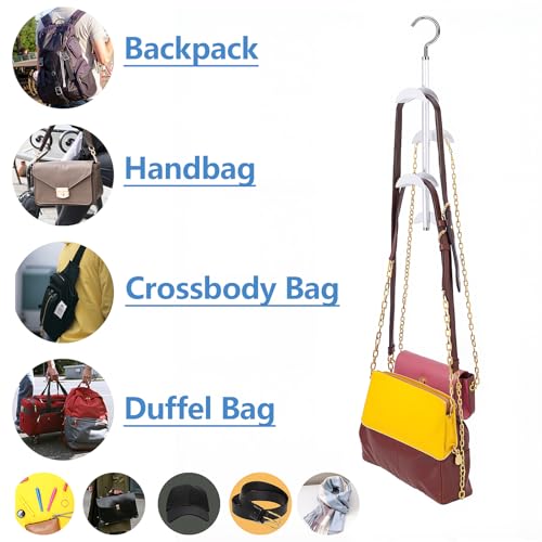 Purse Hanger Organizer for Closet, Hanging Bag Holder, with 4 Hooks, Hanging Organizer for Handbag Keeping Purses, Storage Hook Backpack Rack Space Saving Hanger (1 Pack) - size: 1 pack