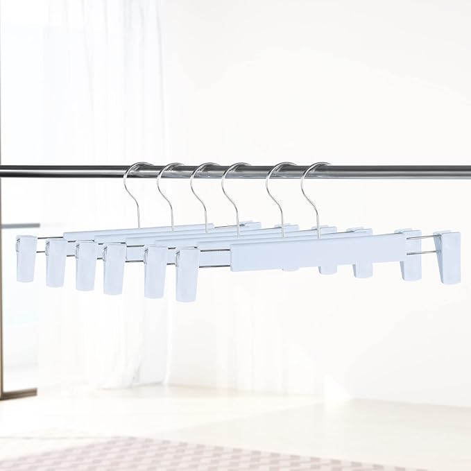 20 Pack Pants Hangers with Adjustable Non-Slip Clips Anti-Rust Hanging Hook for Trouser,Skirts,Jeans,Clothes Hangers Blue