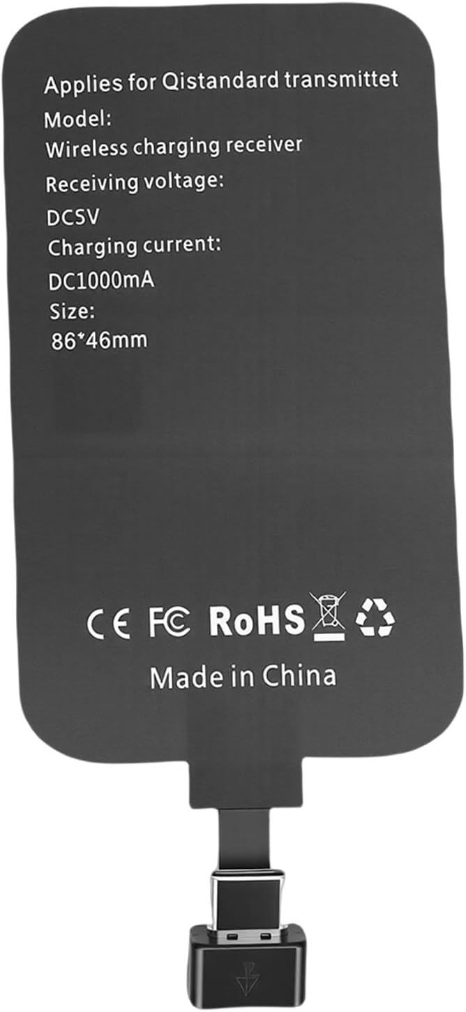 Dpofirs USB C Wireless Charging Receiver Adapter for A50 A51 A52 A72 A71 A70 Thin Wireless Charger Receiver Module for Phones with Type C Fast Charging