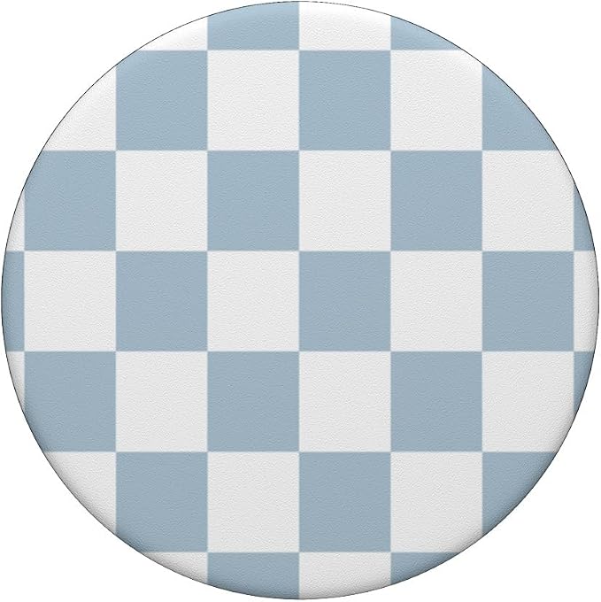 Light Blue Checkered Blue and White Checkered Pattern PopSockets PopGrip for MagSafe