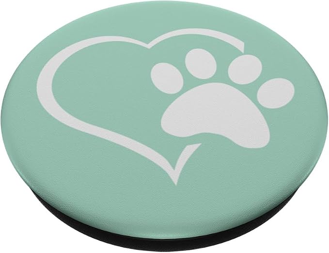 Mint Green Dog Mom Paw Print Lover Design PopSockets Adhesive PopGrip