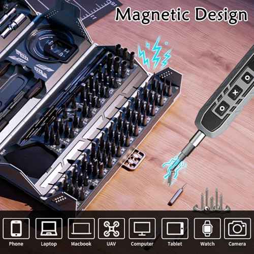 180 in 1 Electric Screwdriver Set, Power Screwdriver, Precision Screwdriver Set, 3 Torque Modes with 162 Magnetic Precision Bits, Screwdriver it for Phone Camera Computer Watch Laptop Drones