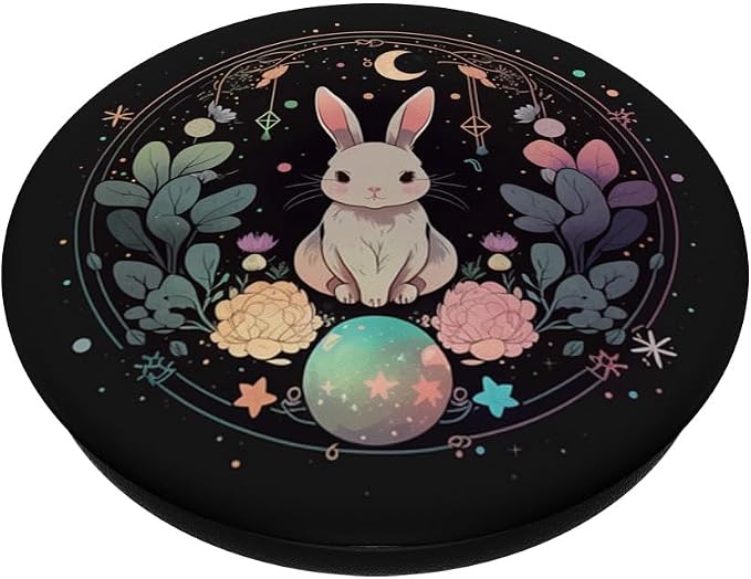 Moon Phases Crystal Witchy Cute Rabbit Kawaii Pastel Goth PopSockets Adhesive PopGrip