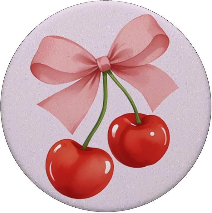 Coquette Cherry and Pink Bow PopSockets PopGrip for MagSafe