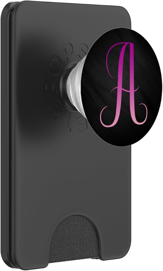 Pink Purple Letter A Monogram On Black PopSockets Adhesive PopGrip