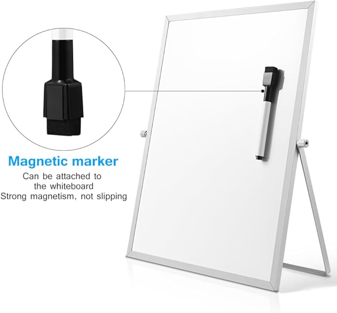 STOBOK 1Pc Dry Erase Board with Stand, Magnetic Dry Erase Board Magnetic Whiteboard Easel Desktop Tabletop Whiteboard for Home, Office, School, 11 x 14 Inch