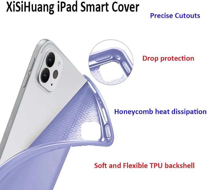 iPad Pro 11 Case 4th/3rd/2nd Gen Black | 2022/2021/2020 Lightweight Smart Folio Trifold Stand Auto Sleep/Wake Soft Silicone Back without Pencil Holder