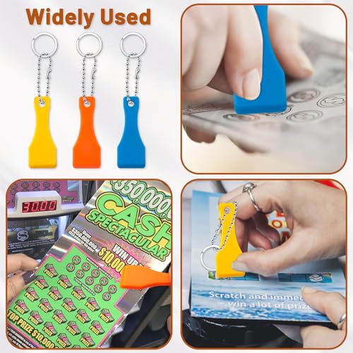 24 Pcs Lottery Ticket Scratcher Tool, Plastic Lotto Scratcher Keychain, Scratcher Tool for Label Sticker Remover