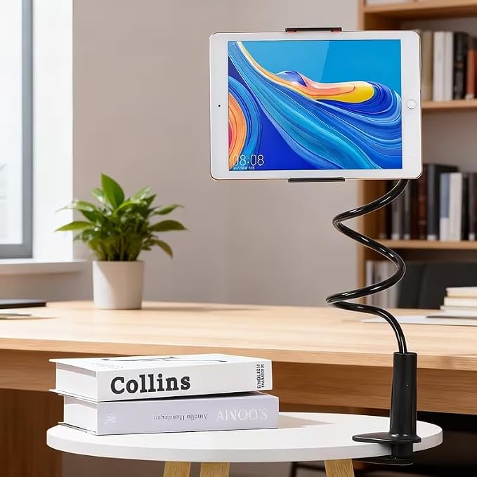 360° Rotating Tablet Phone Holder Spiral Base Lazy Mobile Phone Tablet Bedside Stand Bed Lazy Stand3.3Ft（Black）