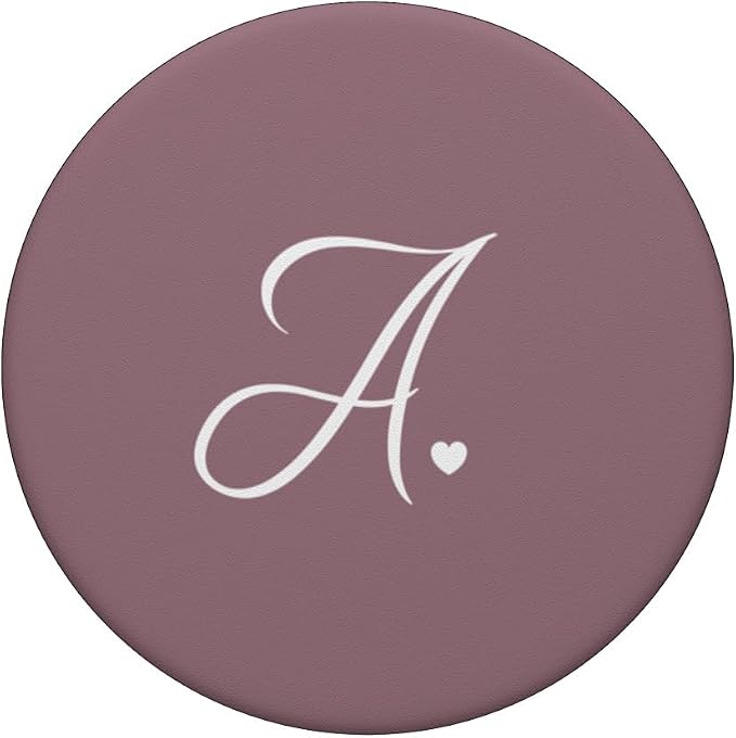 Mauve Cute Letter A Initial Heart Monogram PopSockets Adhesive PopGrip