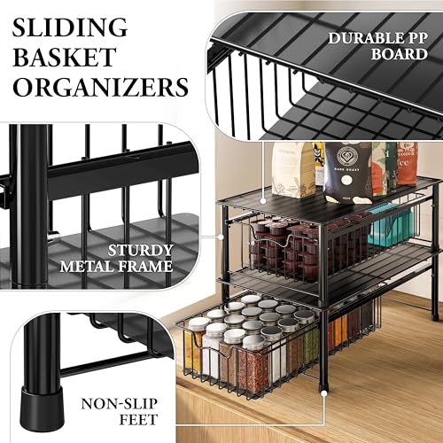 Simple Houseware Stackable Basket Drawer, Black - color: Black, size: 1-tier