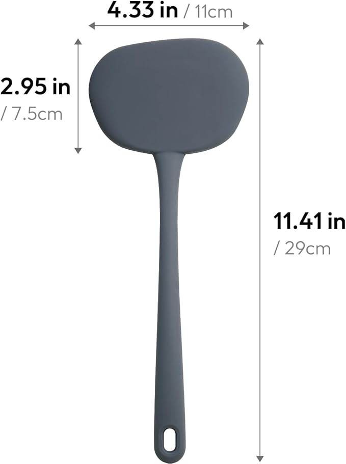 carrotez Silicone Wide Spatula Turner for Kitchen Use 482°F Heat Resistant Flipper, Scratch-Free, 1 Pack - Dark Gray
