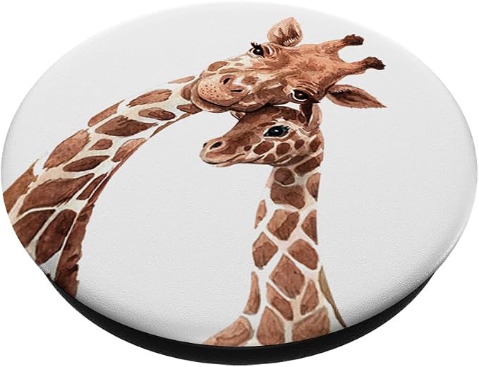 Giraffe Mom Daughter Love Watercolor Africa Cute PopSockets Adhesive PopGrip