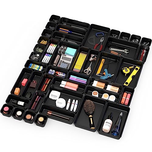 Simple Houseware Interlocking Desk Drawer Bins Organizer, 42 Packs, Black - size: Pack of 42