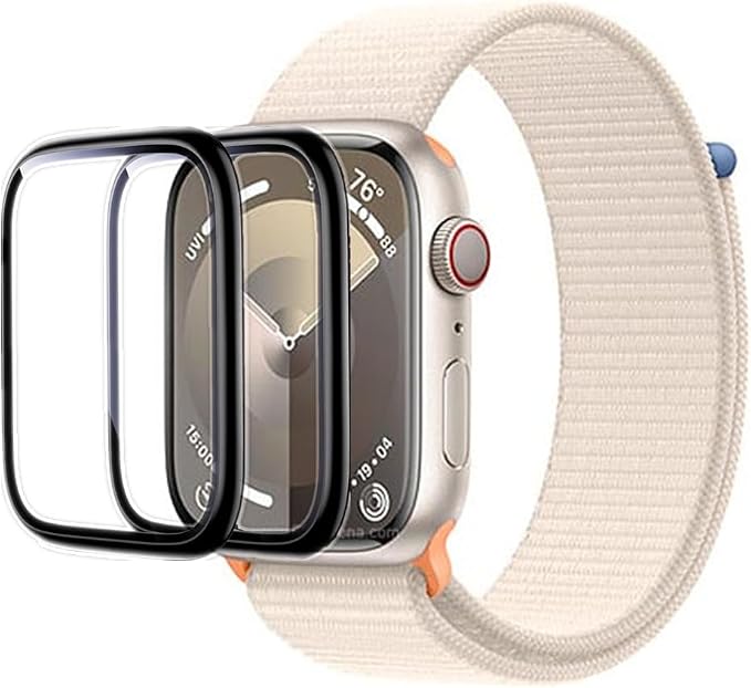 Screen Protector for Apple Watch Series 9/8/7 (41mm) 2-Pack Full Coverage Ultra Clear Tempered Glass for Apple Watch Series 9 iWatch A2982 41mm