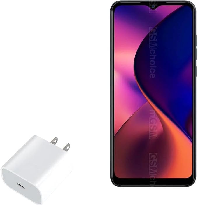 BoxWave Charger Compatible with BLU J12 - PD GAN miniCube (30W) 30W Tiny PD GAN Type-C Wall Charger - Winter White