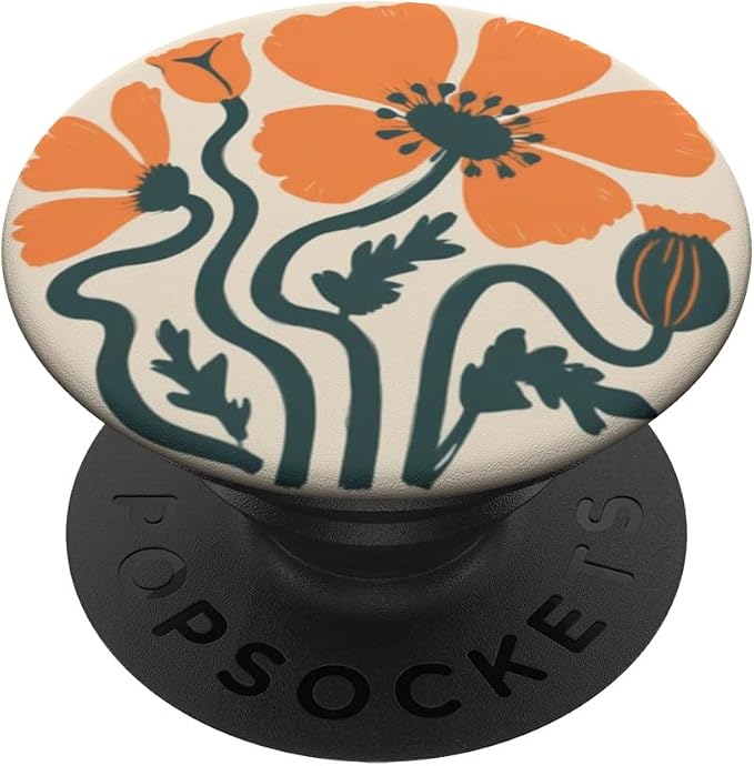 Orange Poppy Flowers and Orange Stems PopSockets Adhesive PopGrip