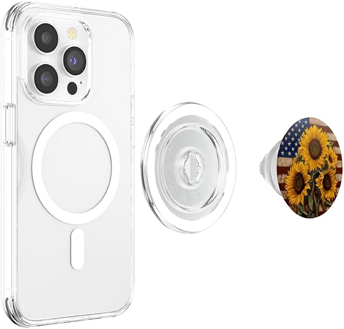 American Flag with Sunflowers PopSockets Adhesive PopGrip