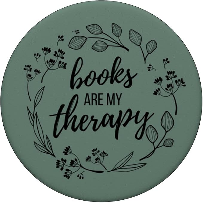 Books are My Therapy Lover Bookish Librarian Boho Floral PopSockets Adhesive PopGrip