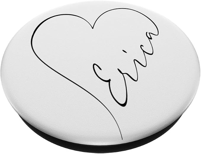 Erica Name Minimalist Heart Line Personalized White PopSockets Adhesive PopGrip
