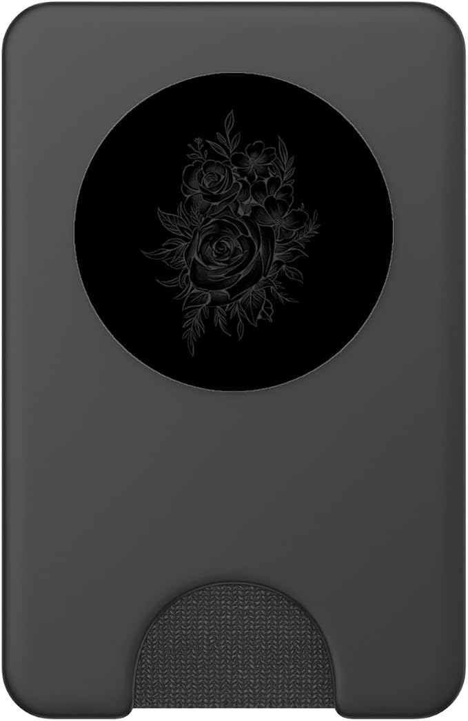 Gray Black Floral Flower PopSockets Adhesive PopGrip