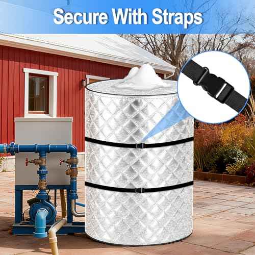 Round Well Pressure Tank Cover, Water Well Tank Covers Insulated, Insulated Well Pump Cover, 3 Layers Water Tank Insulation Blanket for Winter Freeze Proof, 28"Dia x 64"H
