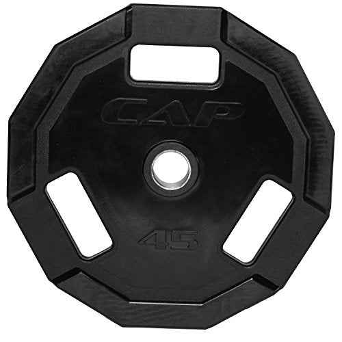 CAP Barbell 12-Sided Rubber Olympic Grip Weight Plates, Black | Multiple Sizes